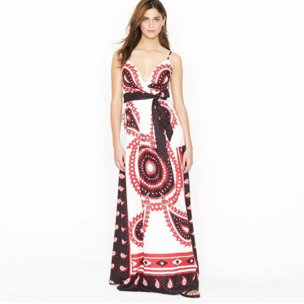 J.Crew Size 0 Multicolored Bandana Paisley Print Maxi Dress With Belt